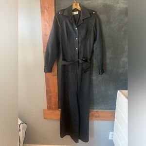 Victor Costa Jumpsuit size vintage 6 euc black wide leg jumpsuit with rhinestone